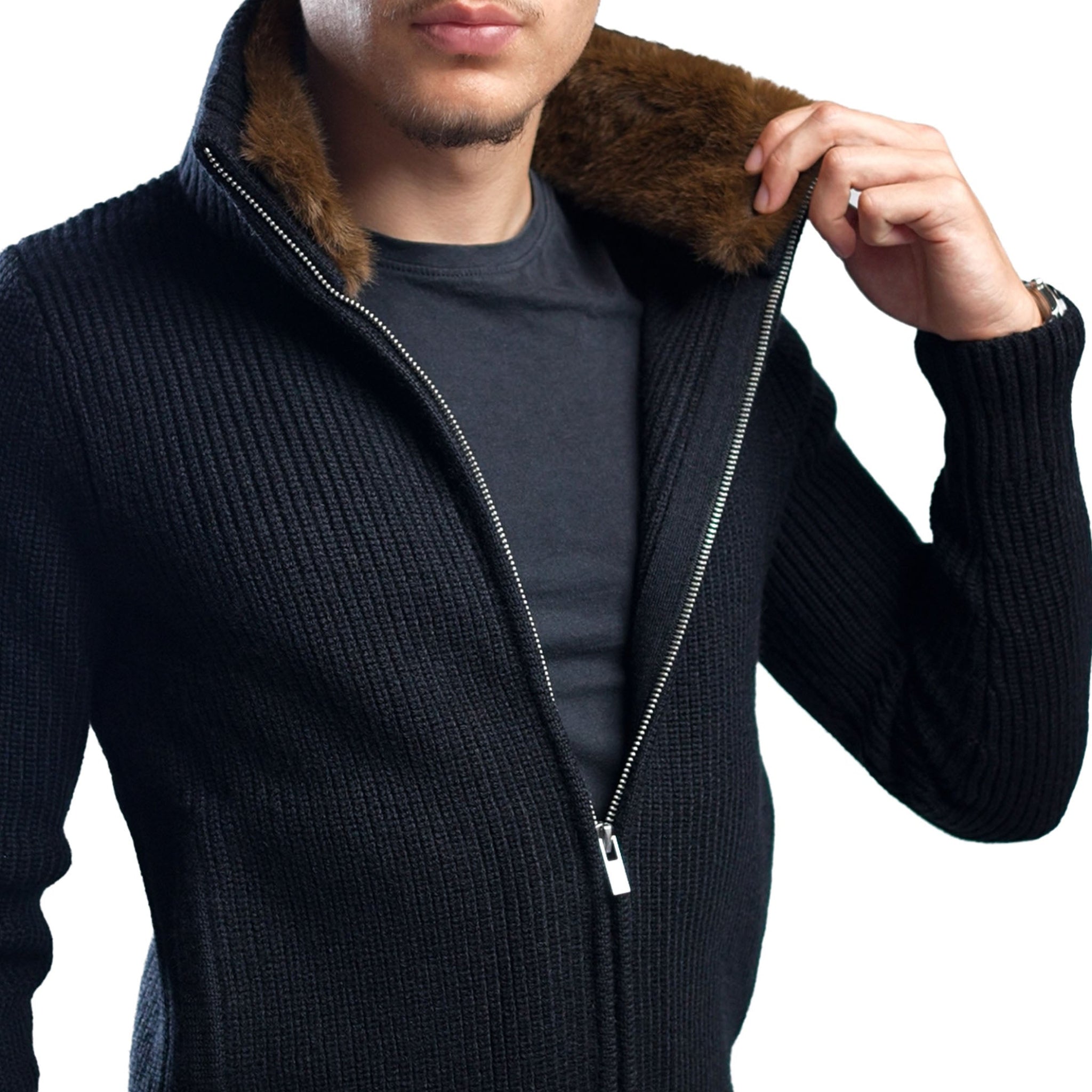 Fur-Neck Cardigan