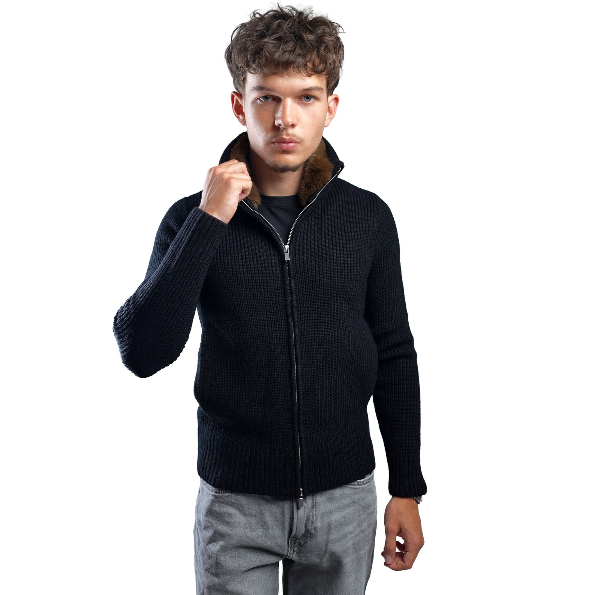 Fur-Neck Cardigan