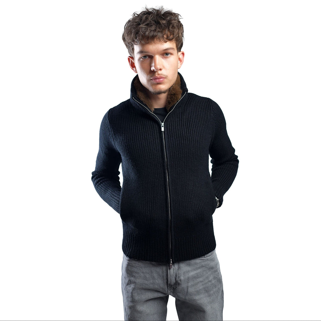 Fur-Neck Cardigan