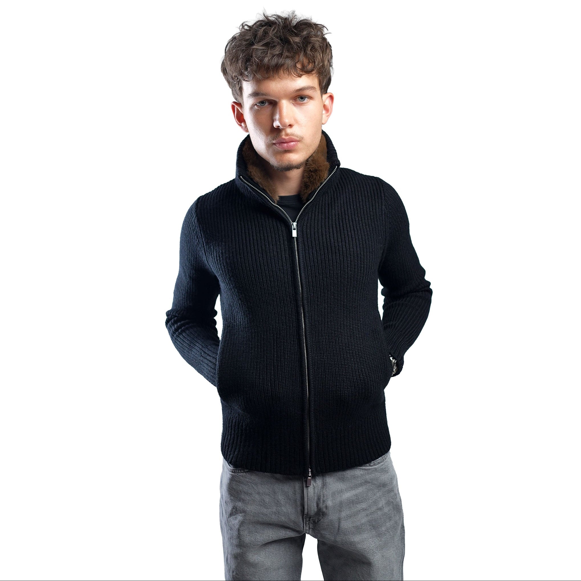 Fur-Neck Cardigan